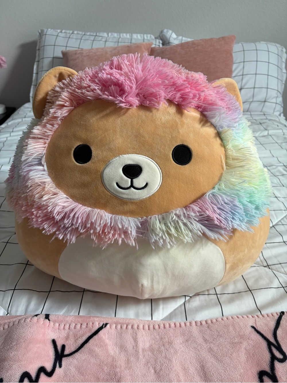 Squishmallow 16 inch Leonard the rainbow lion- Pink, Tan, Cream